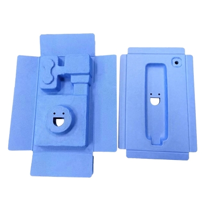 Custom Logo Wet press smooth Blue Color Biodegradable Moulded Pulp Insert packaging tray for electronic product