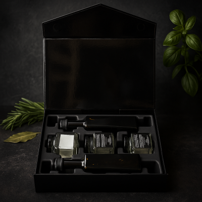Black color paper pulp tray Molded Paper Pulp Olive oil and jam set Packaging Tray Box Packaging Insert
